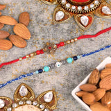 Kundan and Evil Eye Rakhi with Almonds Set of 2
