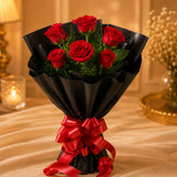6 Red Roses, Pineapple Cake & Greeting Card
