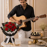 10 Red Roses & Chocolate Cake with Guitarist