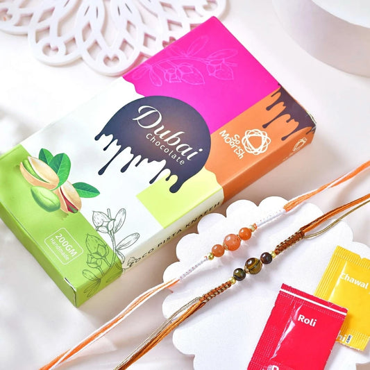 Whimsical Bhai Rakhi with So Moorish Dubai Chocolate Bar