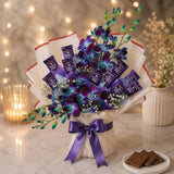 Blue Orchids & Dairy Milk Chocolate Bouquet