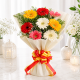 Gerberas Bouquets With Butterscotch Cake