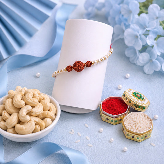 Rudraksha Rakhi With Cashew Dry Fruit