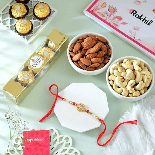 Majestic Rakhi Hamper with Ferrero Rocher, Almonds & Cashews