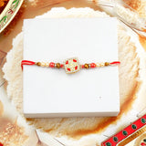 Kundan Square Charm Rakhi with Dry Fruits