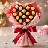 16 Pcs Ferrero Rocher Heart-Shaped Chocolate Bouquet