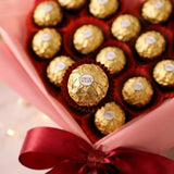 16 Pcs Ferrero Rocher Heart-Shaped Chocolate Bouquet
