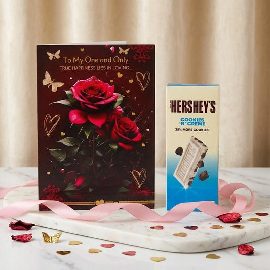 To My One And Only Rose Design Greeting Card With Chocolate