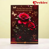 To My One And Only Rose Design Greeting Card With Chocolate