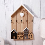 House-Shaped Wooden Wall Key Holder