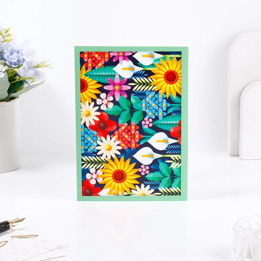 Pack of 50 Bright Floral Bloom Greeting Card