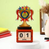 Archies World's Best Teacher Trophy with Perpetual Wooden Calendar