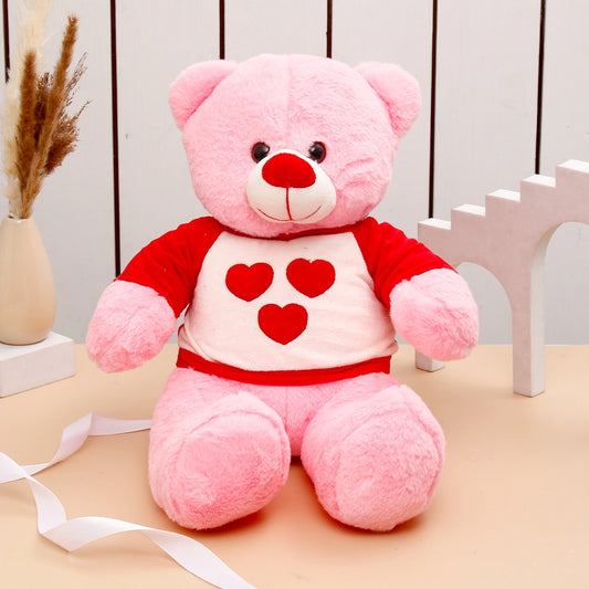 Cuddly Pink Teddy Bear in T-Shirt