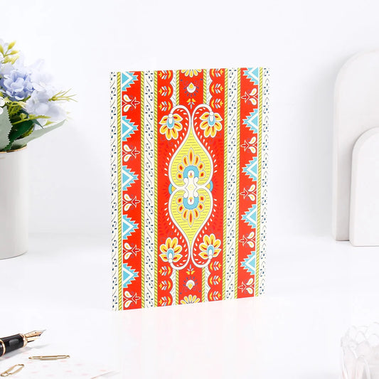 Pack of 50 Ethnic Paisley Stripe Greeting Card