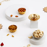 Golden Akhand Jyot Diya with Dry Fruits