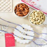 Lustrous Set Of 3 Rakhi with Almond Nut & Cashew Nut