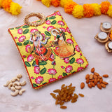 Shree Lakshmi Narayan Ethnic Handcrafted Zip Up Fabric Bag With Dry Fruits