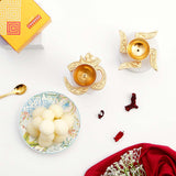 OM and Swastik Diya with Rasgulla