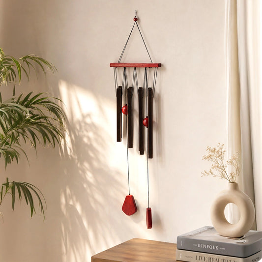 Metal Tube Wind Chime with Wooden Top Bar