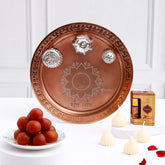 Copper Pooja Thali Set with Gulab Jamun and Attar