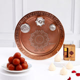 Copper Pooja Thali Set with Gulab Jamun and Attar