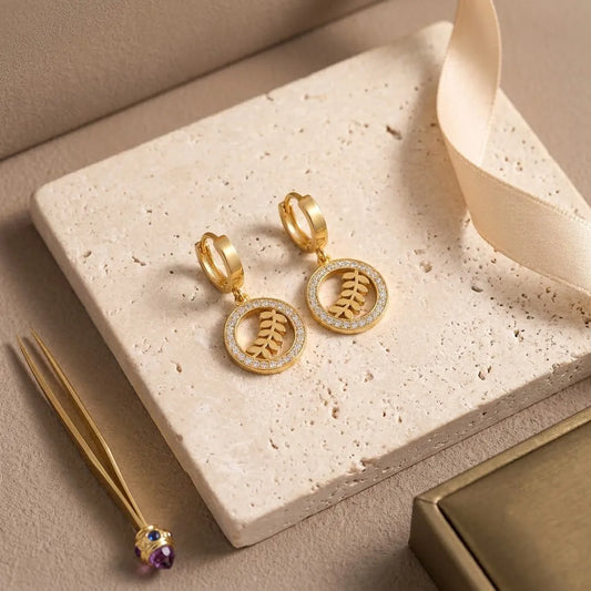 Golden Olive Branch Hoop Earrings | Stupid Cupid
