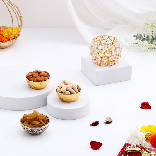 Crystal Candle Holder with Dry Fruits