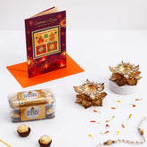Special Ferrero Chocolate and Diya with Greeting Card Gift Set