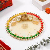 Divine Ganesha White Designer Pooja Thali