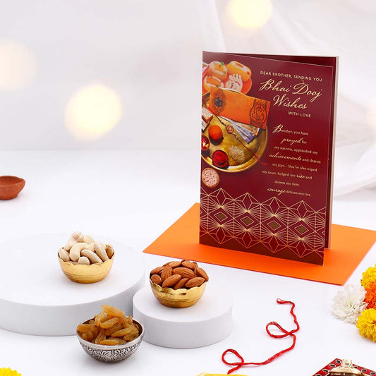 Dear Brother Bhai Dooj Greeting Card with Dry Fruits