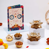 Auspicious Diwali Greeting Card with Diya and Dry Fruits