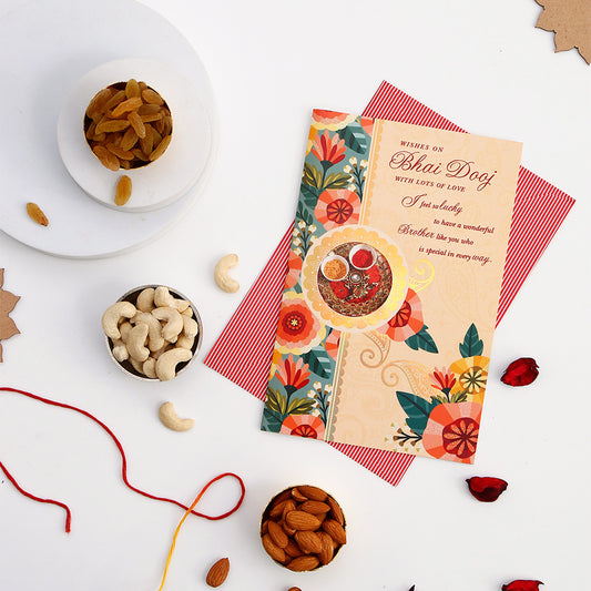 Special Bhai Dooj Greeting Card with Dry Fruits