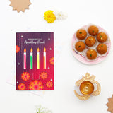 Om Jyoti Diya with Greeting Card and Besan Ladoo