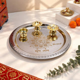Om Shubh Laabh Silver Pooja Thali Set