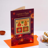 Akhand Jyoti Diya with Greeting Card and Kaju Rolls