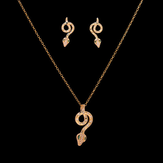 Golden Snake Earring Pendant Set
