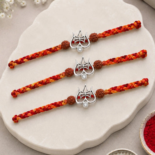 Pack Of 3 Archies Lord Shiva Trishul Silver Rakhi