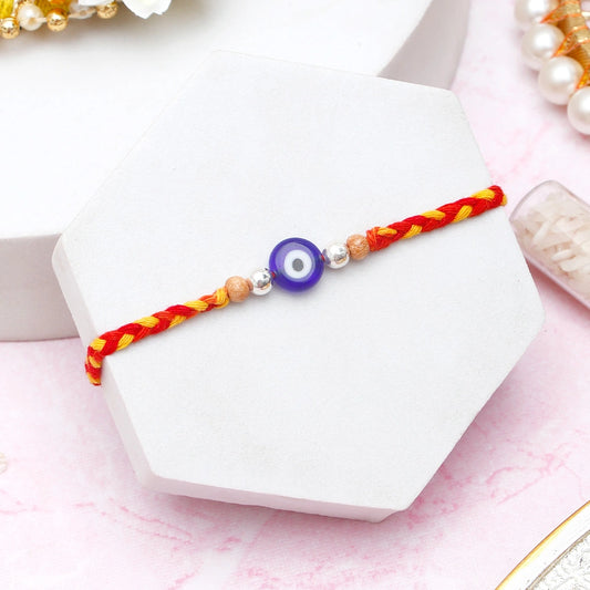 Archies Evil Eye Beaded Silver Rakhi