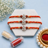 Pack Of 3 Archies Ganesha Silver Rakhi with Rudraksha Beads