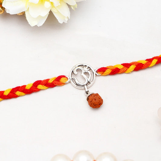Archies Om Rudraksha Drop Silver Rakhi