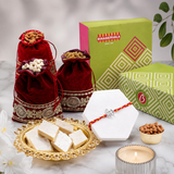 Archies Silver Om Ganesha Rakhi with Kaju Katli and Dry Fruits