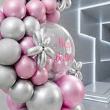Pink & Silver Daisy Bobo Balloon Decor