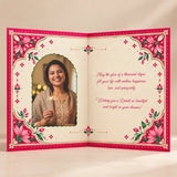 Personalized Happy Diwali Greeting Card with Pink Lotus & Arch Design