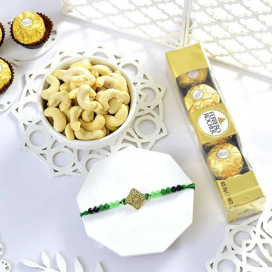 Radiant Single Rakhi with Ferrero Rocher & Cashew Nut