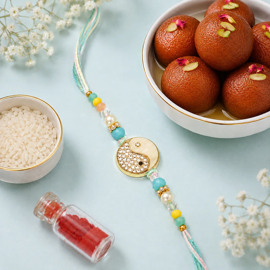 Yin Yang Charm Rakhi with Gulab Jamun