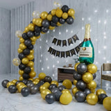 Black & Gold Champagne Balloon Arch Decor