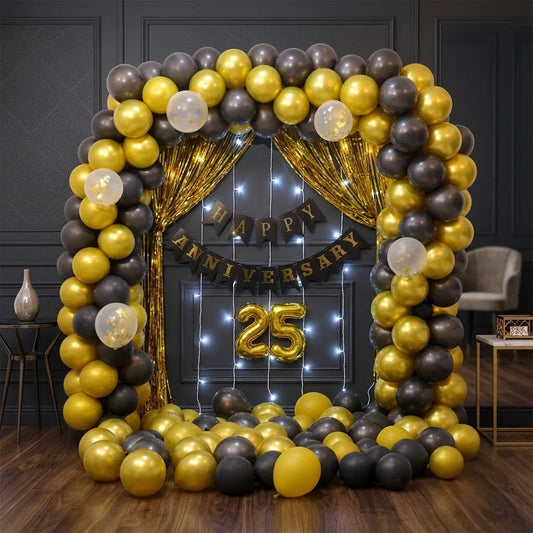 Black & Gold Anniversary Arch with Age Foil