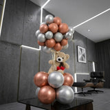 Rose Gold Teddy Balloon Stand Decor