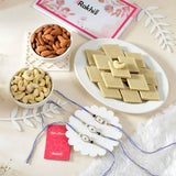Vivid Rakhi Hamper with Almond Nut, Cashew Nut & Kaju Katli