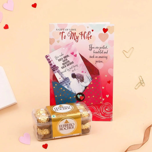 A Gift Of Love To My Wife Greeting Card With Chocolate